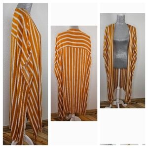 L Love Striped Duster Lightweight Summer Cardigan